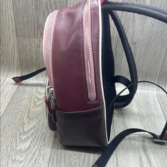 Coach Pink and Burgundy Mini Backpack with Leather Finish  display picture 3